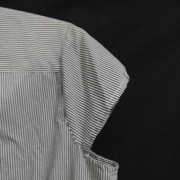 MAJORA | large | Stylish Pinstripe Short Sleeve Cotton Shirt | NWOT - Picture 11 of 14